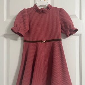 Janie and Jack Quilted Mauve Dress with Belt